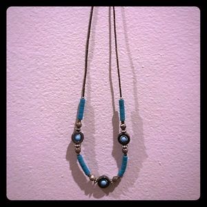 Turquoise and Silver Beaded Necklace